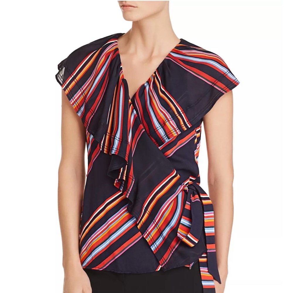 Tory Burch Adelia Striped Wrap Blouse Size 14